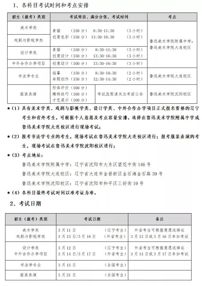 魯迅美術學院2021年正式報名及現場考試的公告|重慶美術學校整理！圖二