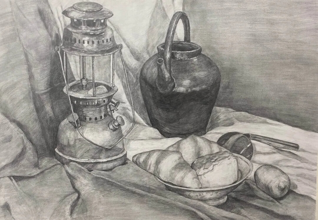 關于素描靜物中的虛實關系，重慶美術集訓畫室小龍來講幾點！圖一