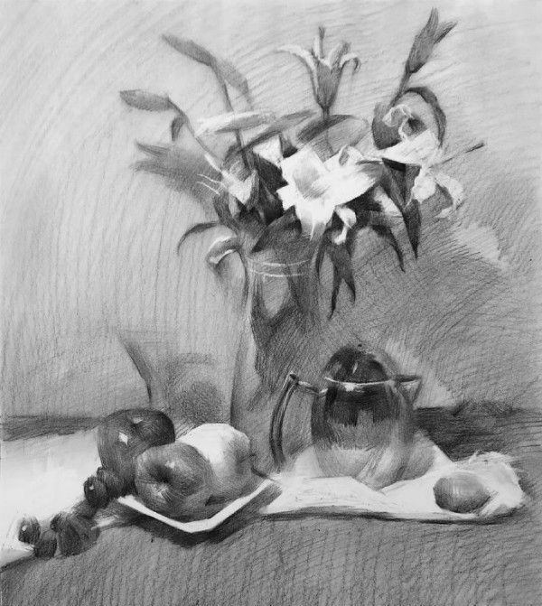 不知道花卉素描怎么畫？來看看別人是怎么畫的