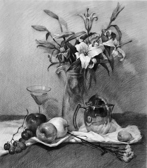 不知道花卉素描怎么畫？來看看別人是怎么畫的